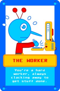 Blue Tengu Card: Hard at Work (Common)